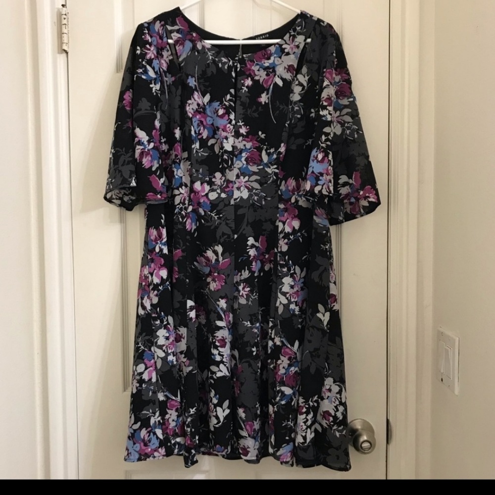 Torrid black floral dress size 16